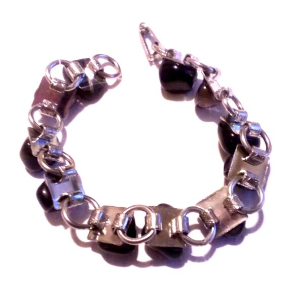 Vintage Tumbled Stone Link Silver Tone Bracelet - Picture 6 of 6